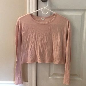 Garage long sleeve pink crop top